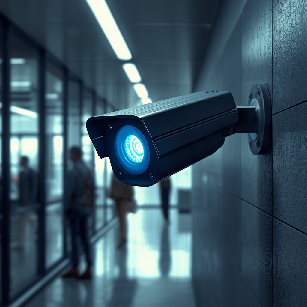 lucid origin a high tech professional cctv camera mounted on a modern corporate building wall 0